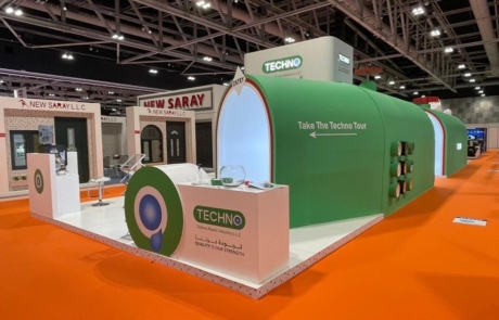 TECHNO stand, ODBW 2022, Oman, Muscat, Concept Stands ,NewAge Media Solutions, NewAge, 18x6 Stand, Exhibition Stands.